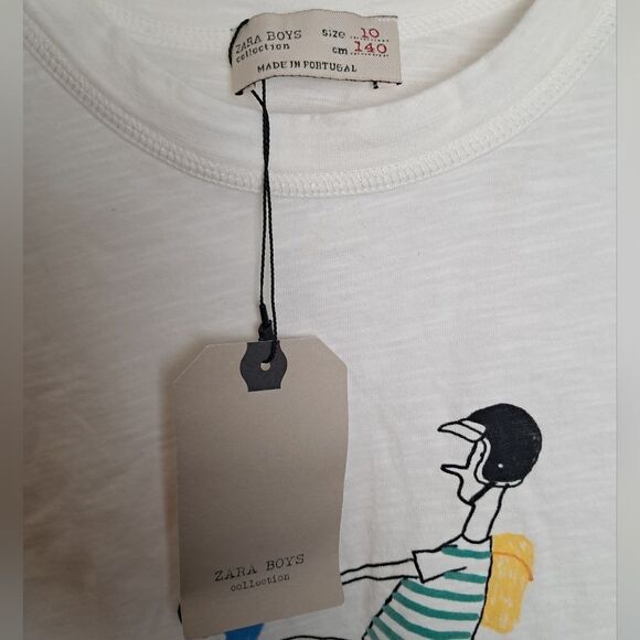 ZARA Kids White Basic T-Shirt T-shirt - 'No Rules When Searching for Stardom 10Y - Picture 2 of 4